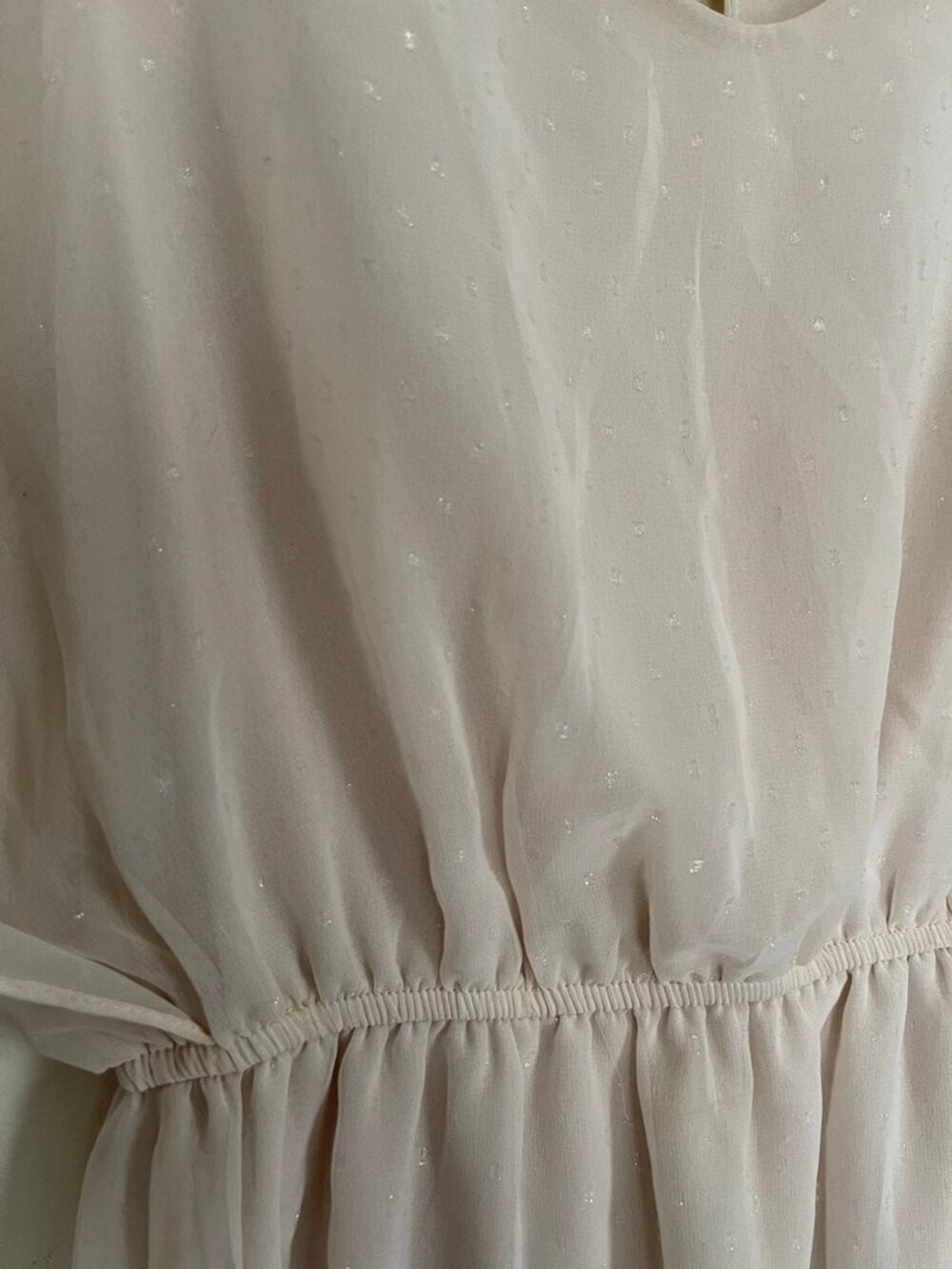 Francesca's Light Pink Dress Size Medium Sheer Sparkle Shimmer - Picture 4 of 9